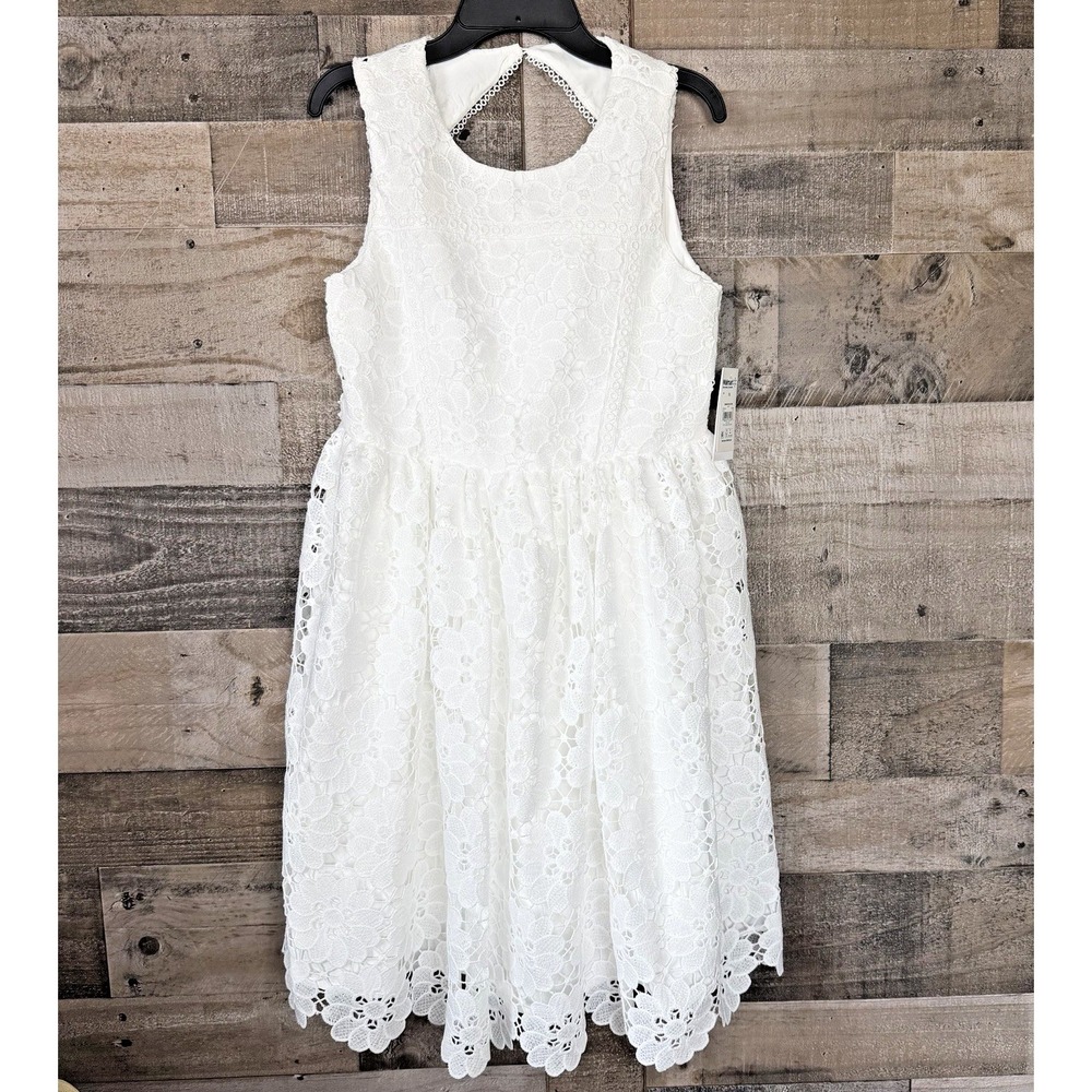 Kensie Girls Size 16 Ivory Floral Lace Fit Flare Dress‎ Sleeveless Easter Party